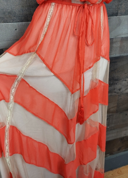 Arden B. Orange and Cream Strapless Maxi Dress - Picture 3 of 12
